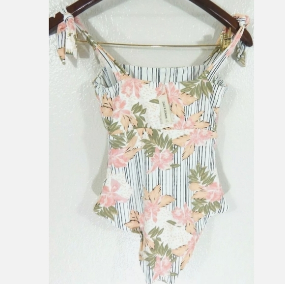 Zulu & Zephyr Reversible Floral Stripe Bathing Suit One Piece - Picture 2 of 4